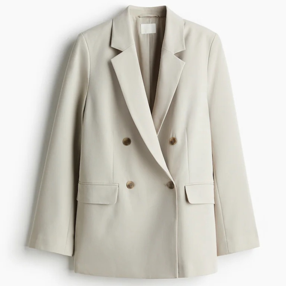 Express Cream Double-Breasted Blazer